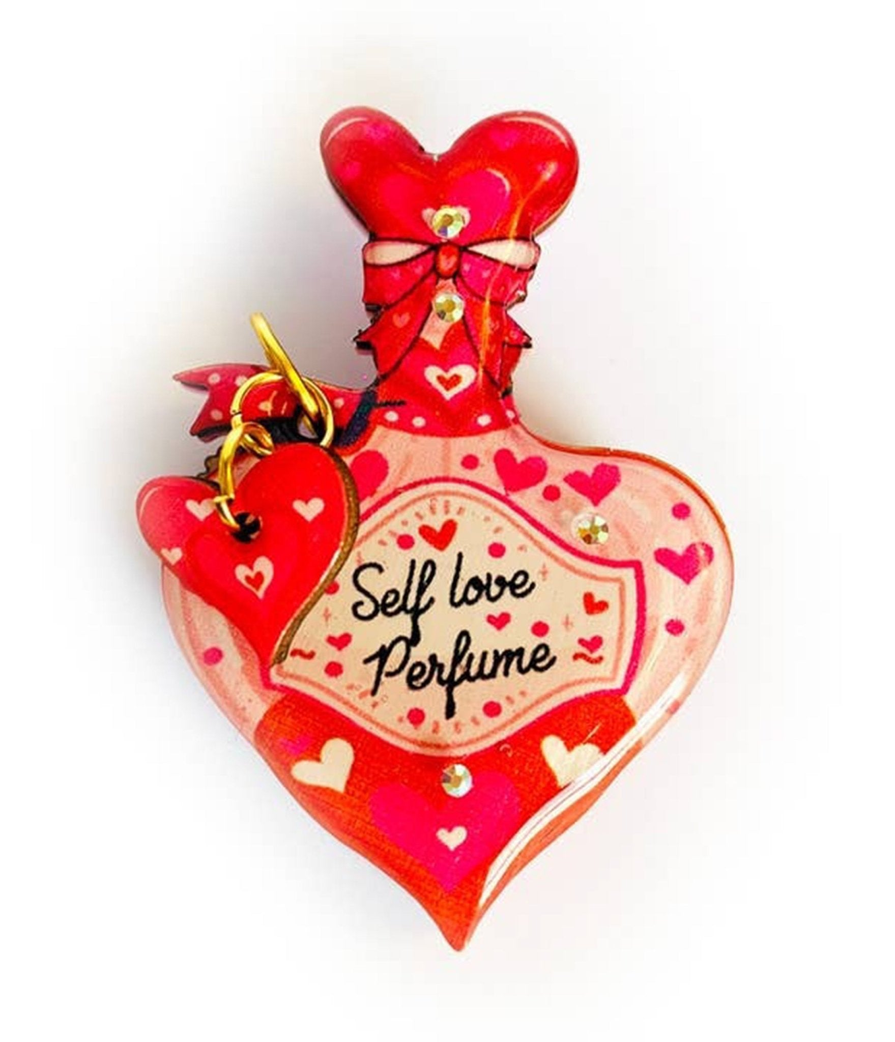 Red Self Love Perfume Brooch - Unique Vintage - Womens, ACCESSORIES, JEWELRY