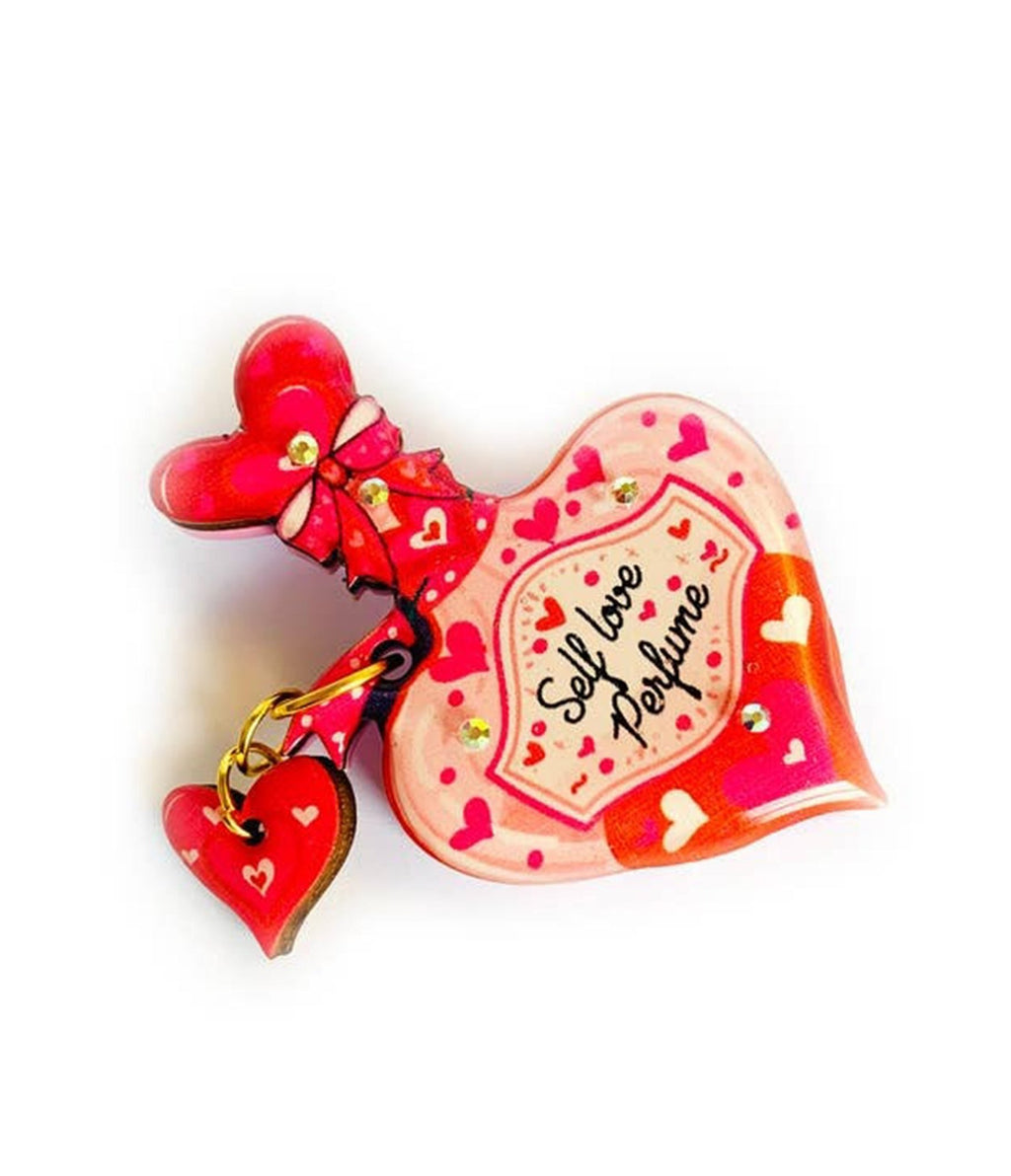 Red Self Love Perfume Brooch - Unique Vintage - Womens, ACCESSORIES, JEWELRY