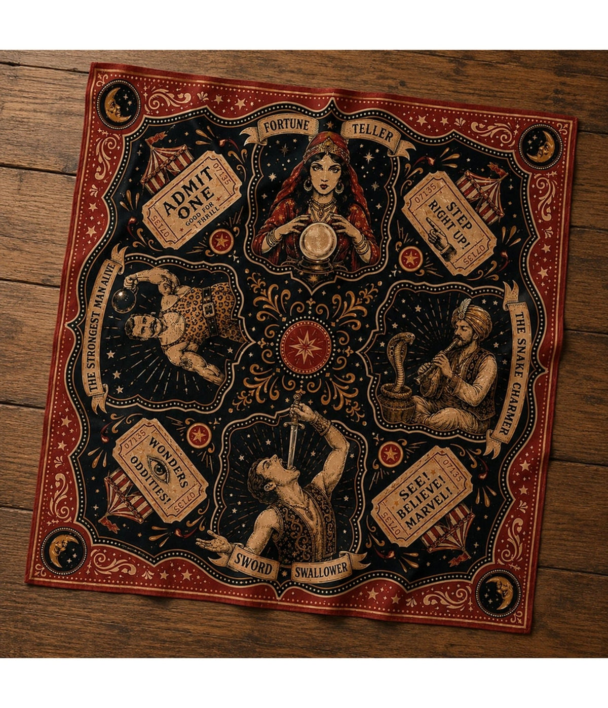 Red Sideshow Reverie Hair Scarf - Unique Vintage - Womens, ACCESSORIES, HAIR