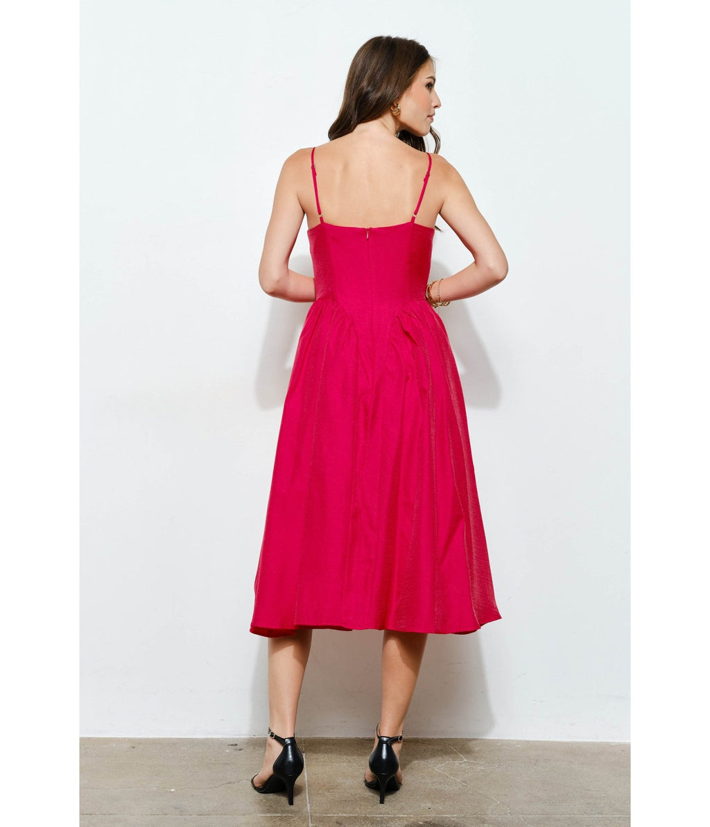 Red Sweetheart Midi Dress - Unique Vintage - Womens, DRESSES, MIDI