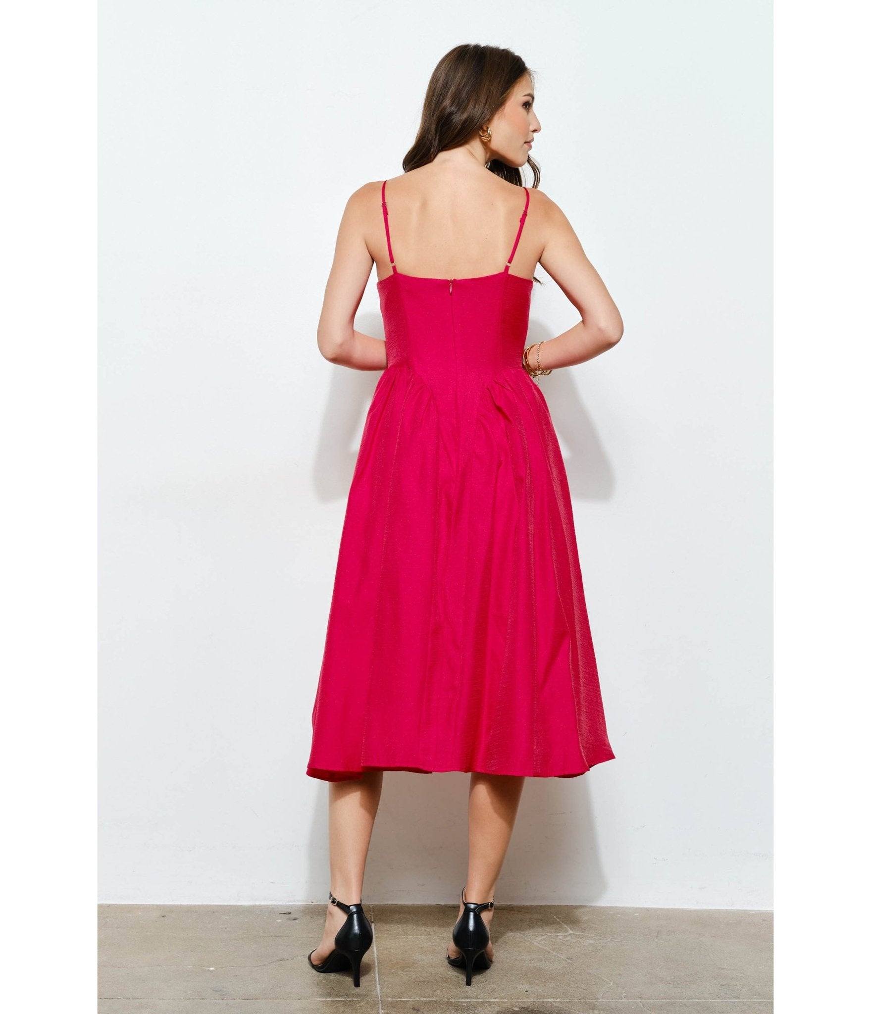 Red Sweetheart Midi Dress - Unique Vintage - Womens, DRESSES, MIDI