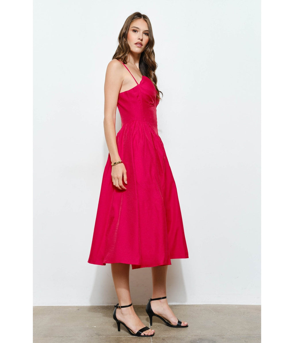Red Sweetheart Midi Dress - Unique Vintage - Womens, DRESSES, MIDI