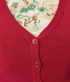 Red Three Quarter Sleeve Crop Cardigan - Unique Vintage - Womens, TOPS, SWEATERS