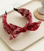 Red & White Cashew Nut Flower Wide Headband - Unique Vintage - Womens, ACCESSORIES, HAIR