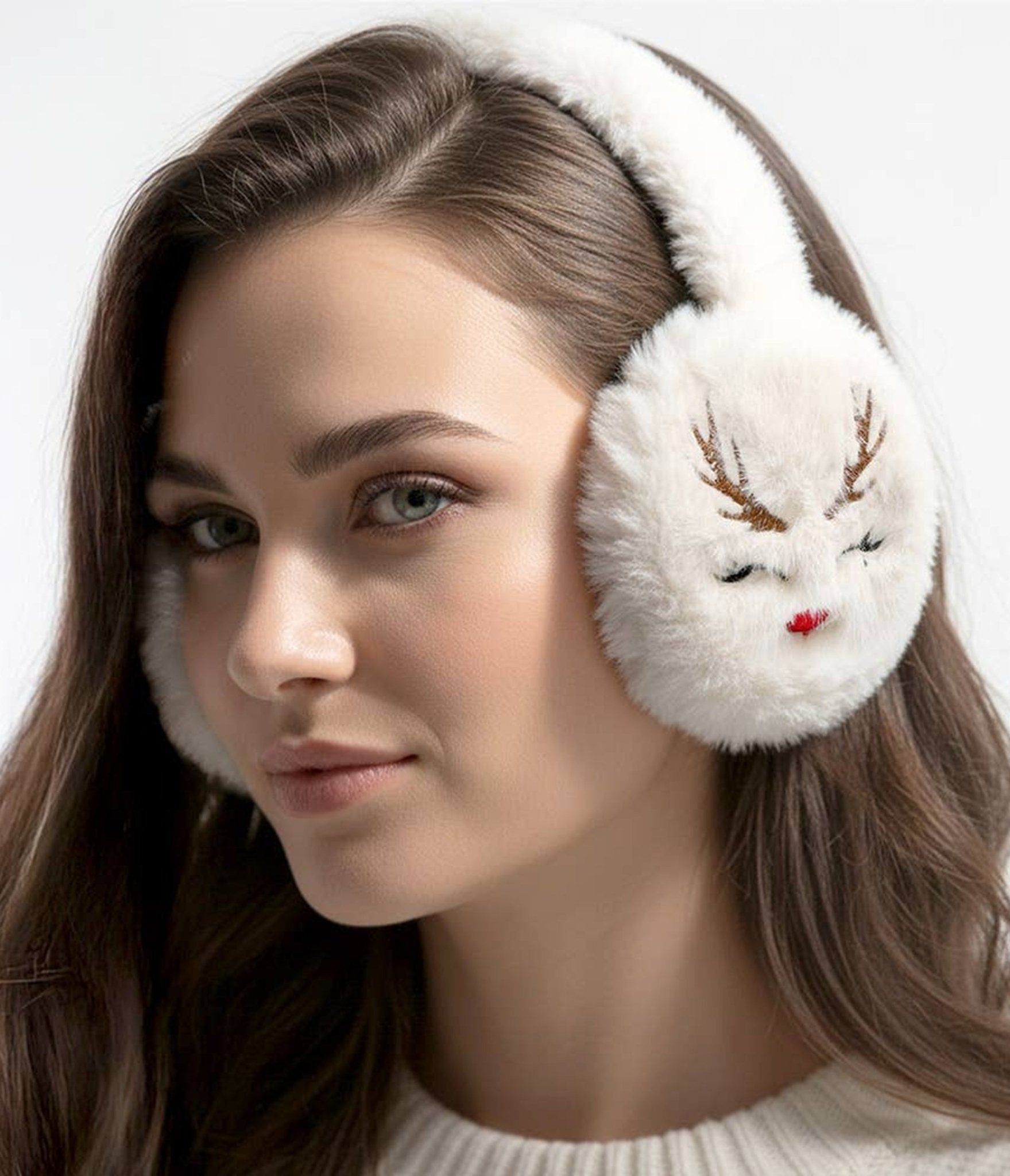 Reindeer Plush Earmuffs - Unique Vintage - Womens, ACCESSORIES, GLOVES/SCARVES