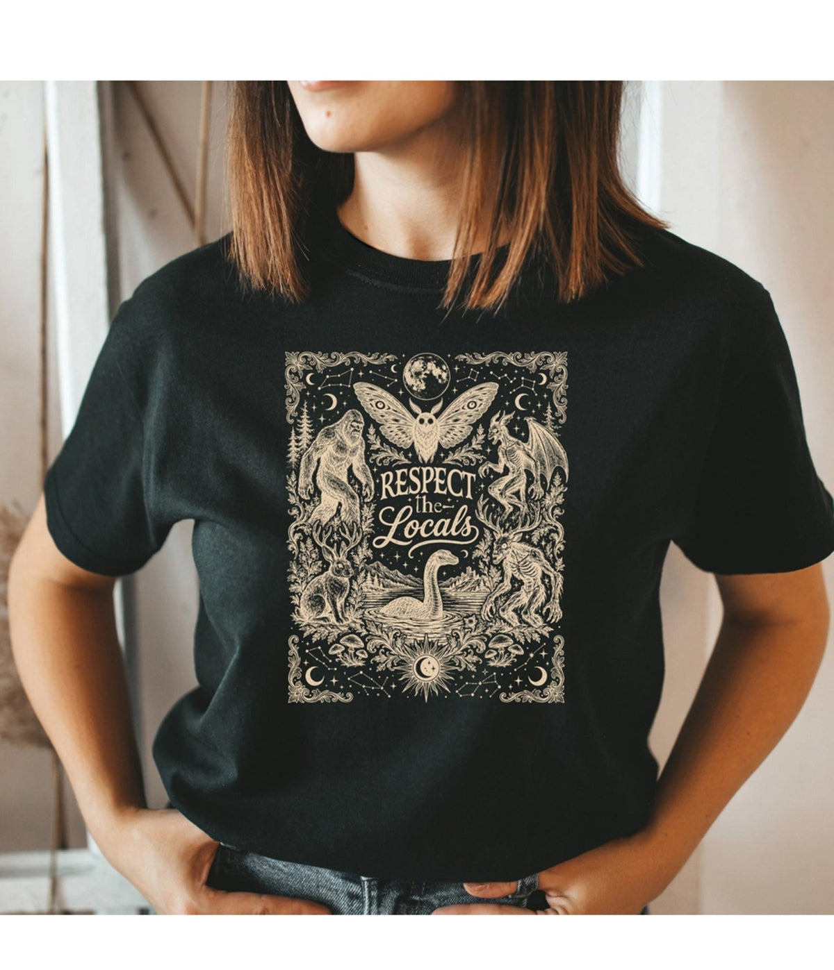 Respect the Locals Cryptids Graphic Tee - Unique Vintage - Graphic Tees