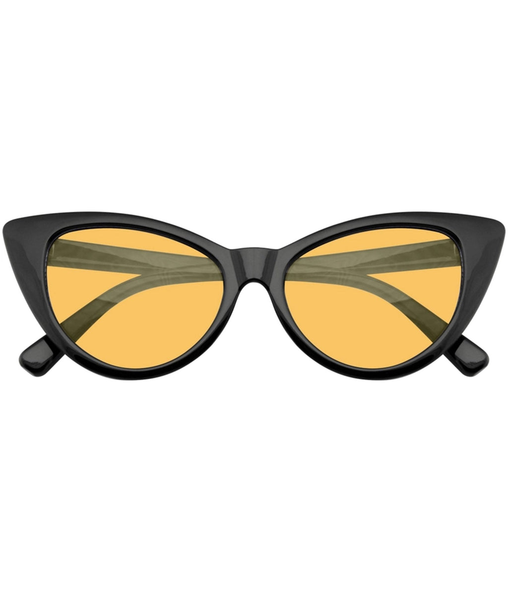 Retro Black & Orange Lens Cat Eye Sunglasses - Unique Vintage - Womens, ACCESSORIES, SUNGLASSES