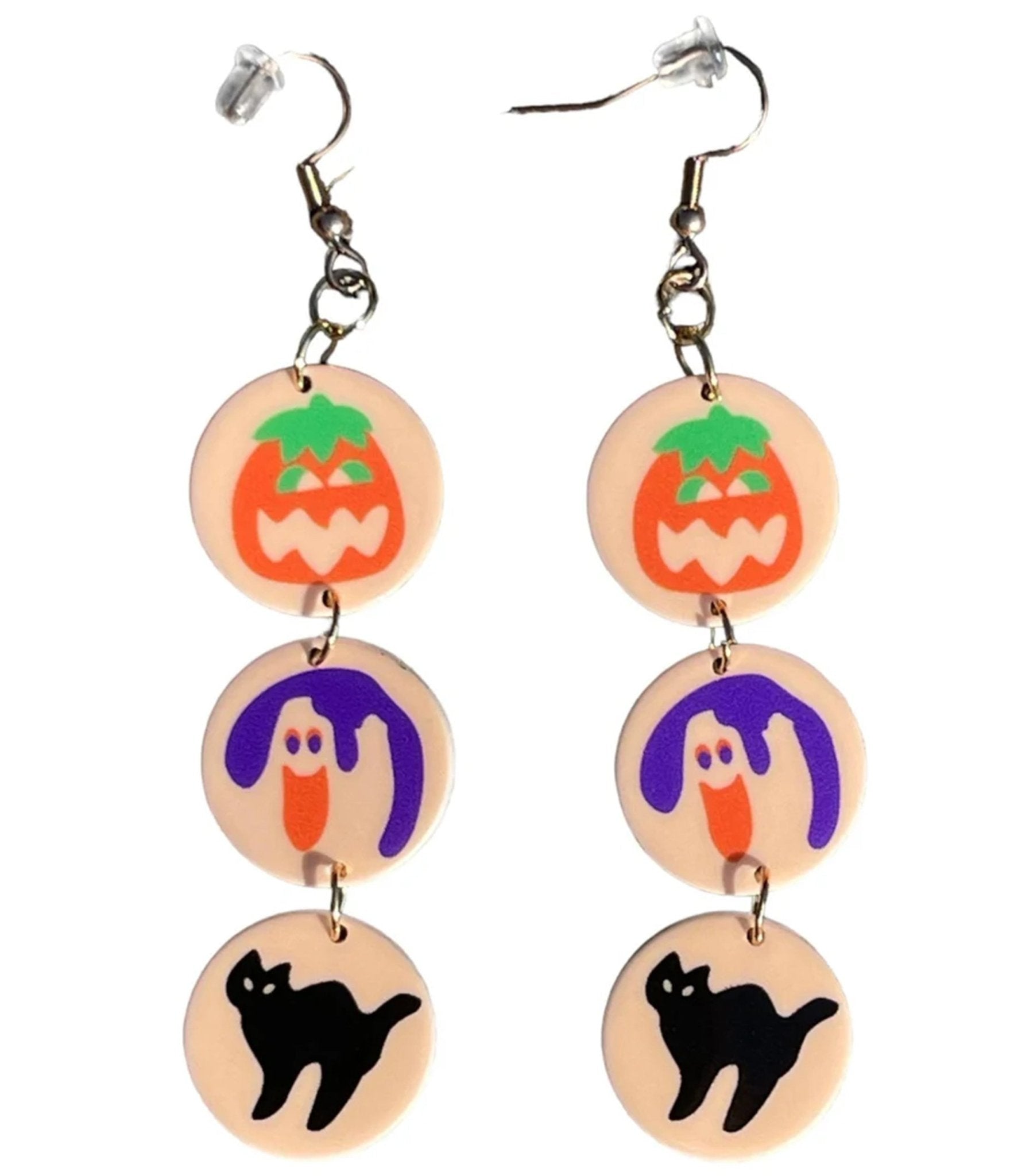 Retro Halloween Cookie Print Dangle Earrings - Unique Vintage - Womens, ACCESSORIES, JEWELRY
