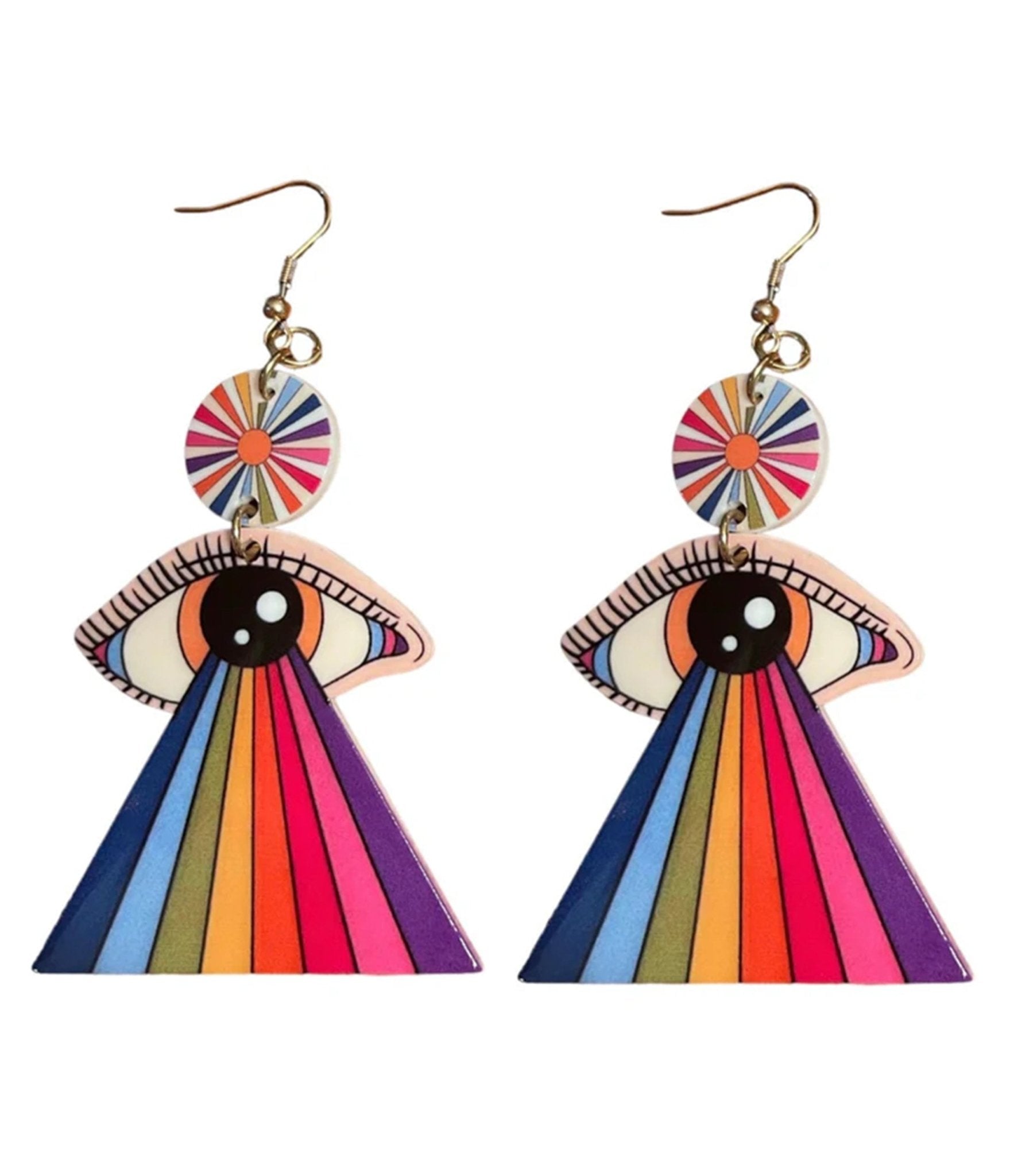 Retro Rainbow Eye Groovy Earrings - Unique Vintage - Womens, ACCESSORIES, JEWELRY