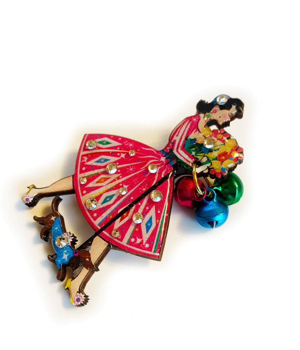 Retro Spring Shopping Brooch - Unique Vintage - Womens, ACCESSORIES, JEWELRY