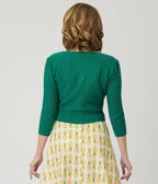 Retro Style Kelly Green Crochet Cardigan - Unique Vintage - Womens, TOPS, SWEATERS