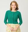 Retro Style Kelly Green Crochet Cardigan