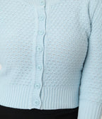 Retro Style Light Blue Crochet Cardigan - Unique Vintage - Womens, TOPS, SWEATERS