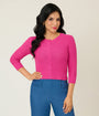 Retro Style Magenta Crochet Cardigan