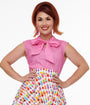 Retrolicious 1950s Hot Pink Cotton Bow Top