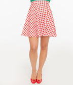 Retrolicious 1950s Red Check Skater Skirt - Unique Vintage - Womens, BOTTOMS, SKIRTS