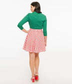 Retrolicious 1950s Red Check Skater Skirt - Unique Vintage - Womens, BOTTOMS, SKIRTS