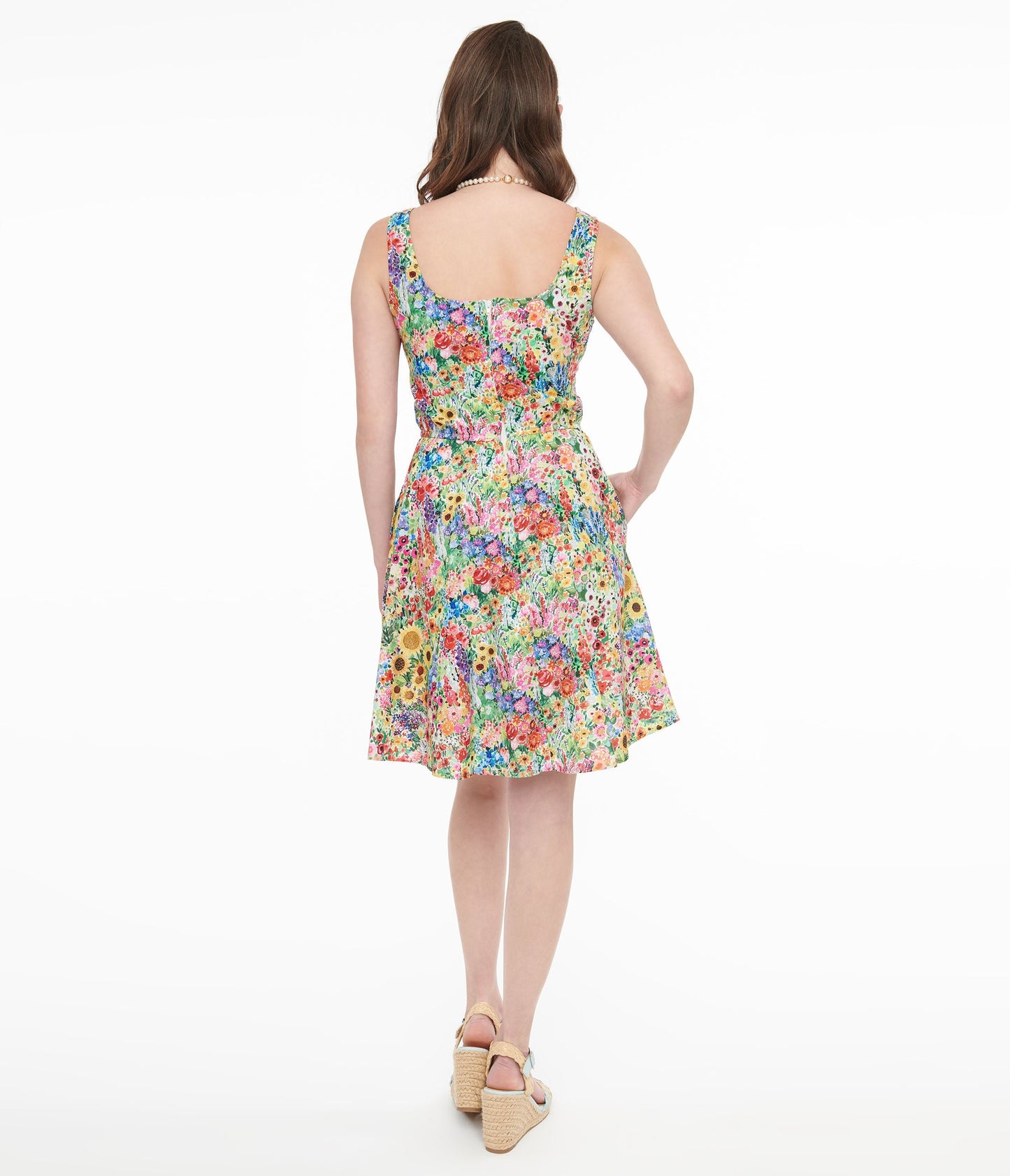 Retrolicious 1950s Vintage Style Rainbow Floral Cotton Swing Dress - Unique Vintage - Womens, DRESSES, FIT AND FLARE