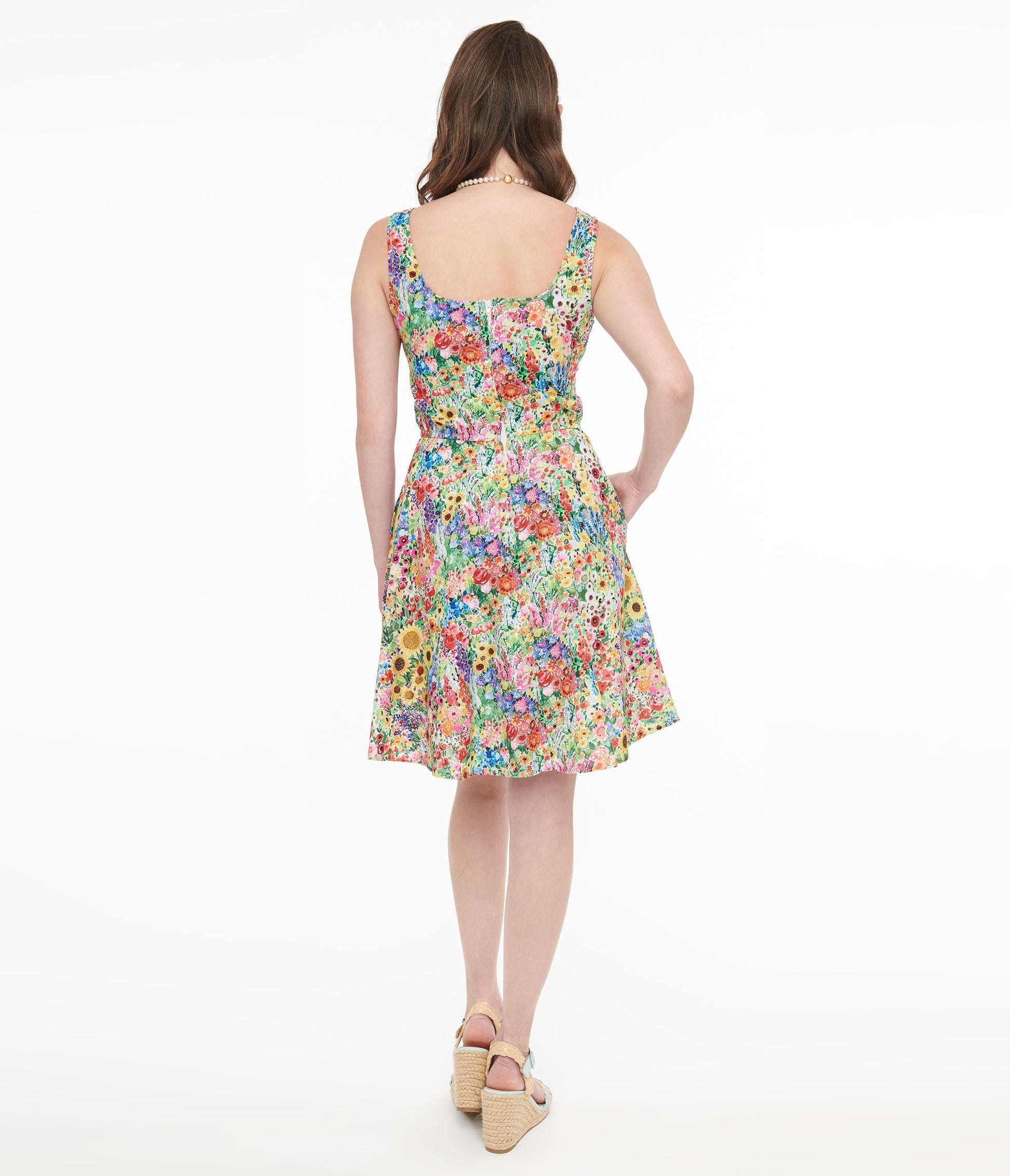 Retrolicious 1950s Vintage Style Rainbow Floral Cotton Swing Dress - Unique Vintage - Womens, DRESSES, FIT AND FLARE