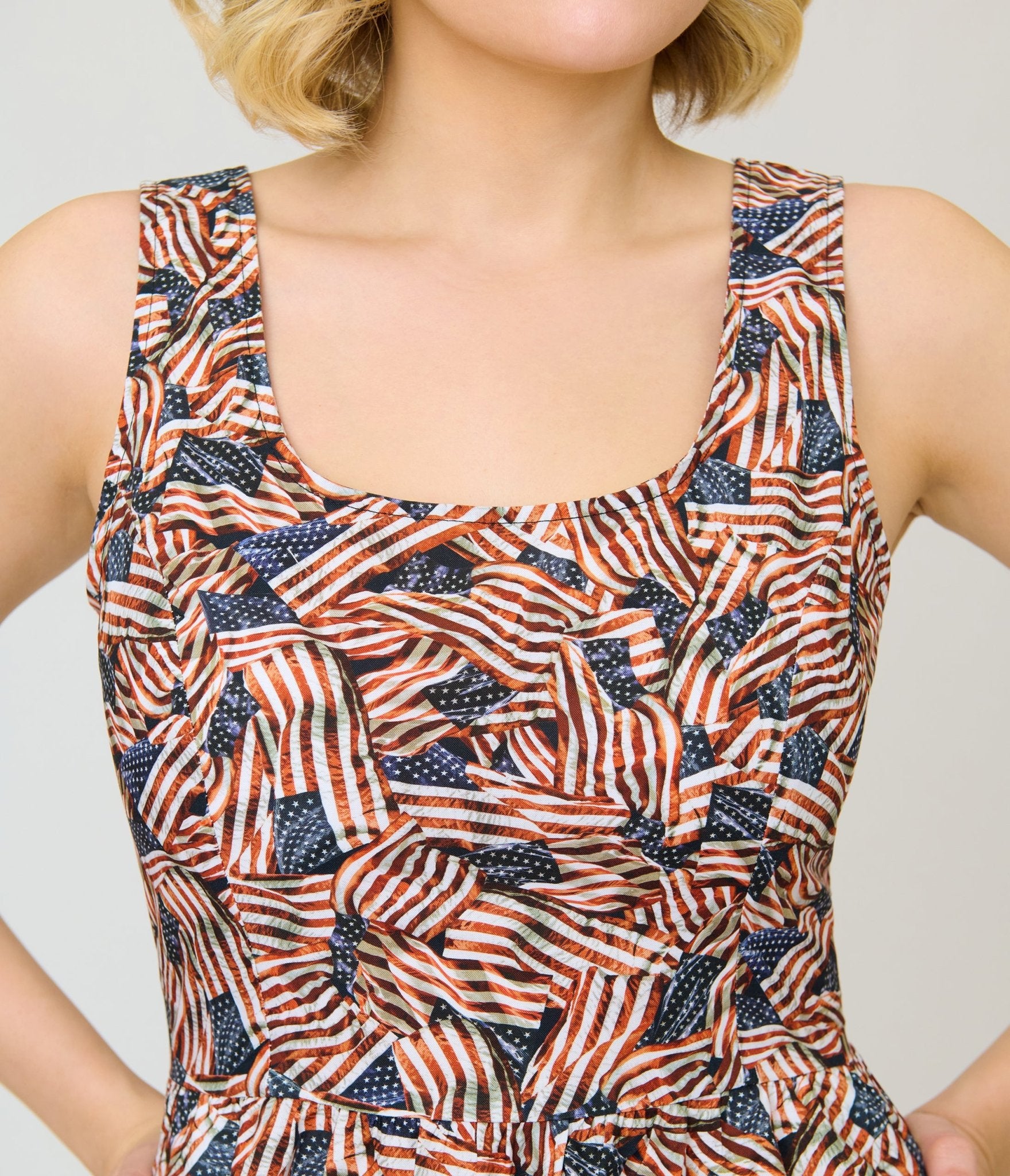 Retrolicious American Flag Cotton Flare Dress - Unique Vintage - Womens, DRESSES, FIT AND FLARE
