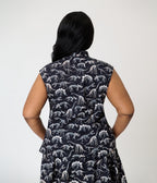 Retrolicious Black Dinosaur Bones Cotton Bow Blouse - Unique Vintage - Womens, TOPS, WOVEN TOPS