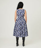 Retrolicious Black Ghost Print Cotton Midi Dress - Unique Vintage - Womens, DRESSES, MIDI