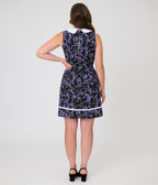 Retrolicious Black Glow-in-the-Dark Cat Print Collared Dress - Unique Vintage - Womens, DRESSES, SWING