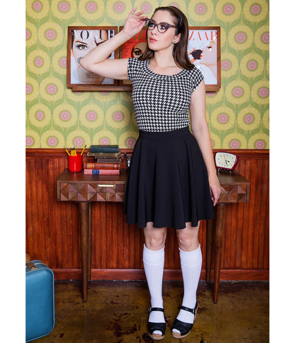 Retrolicious Black Harper Skater Skirt - Unique Vintage - Womens, BOTTOMS, SKIRTS