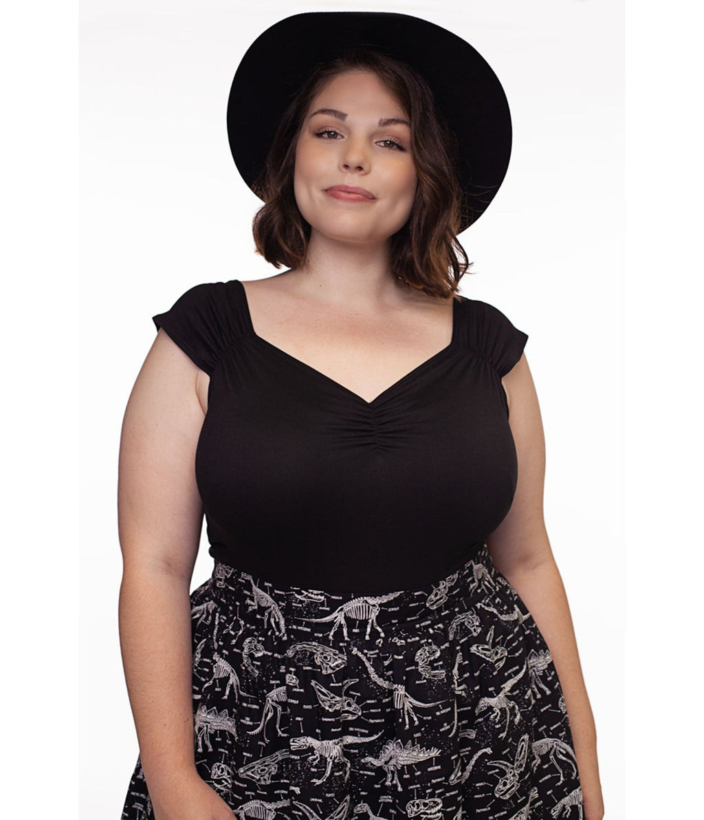 Retrolicious Black Isabel Top - Unique Vintage - Womens, TOPS, WOVEN TOPS