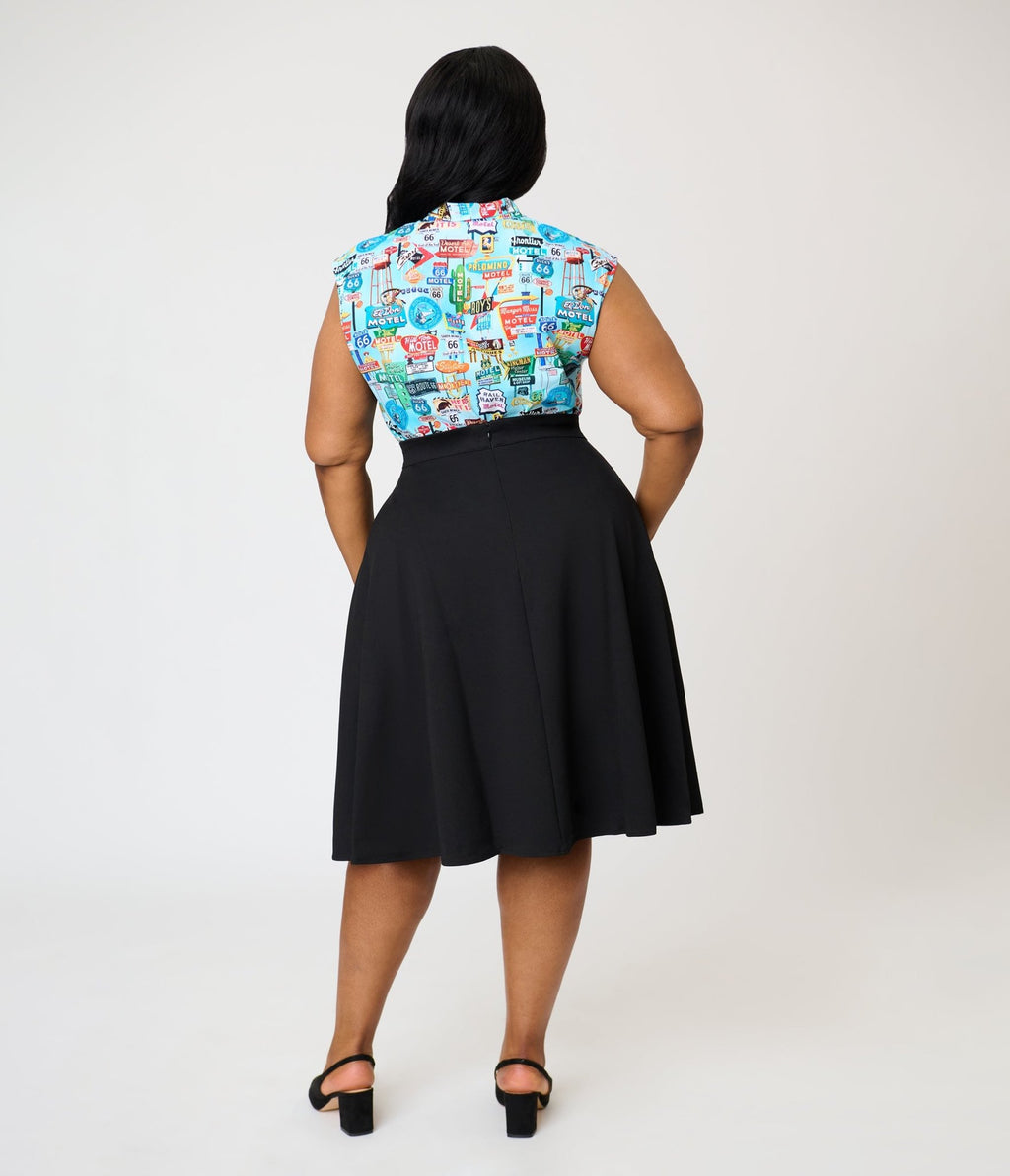 Retrolicious Black Nova Swing Skirt - Unique Vintage - Womens, BOTTOMS, SKIRTS