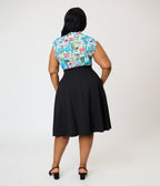 Retrolicious Black Nova Swing Skirt - Unique Vintage - Womens, BOTTOMS, SKIRTS