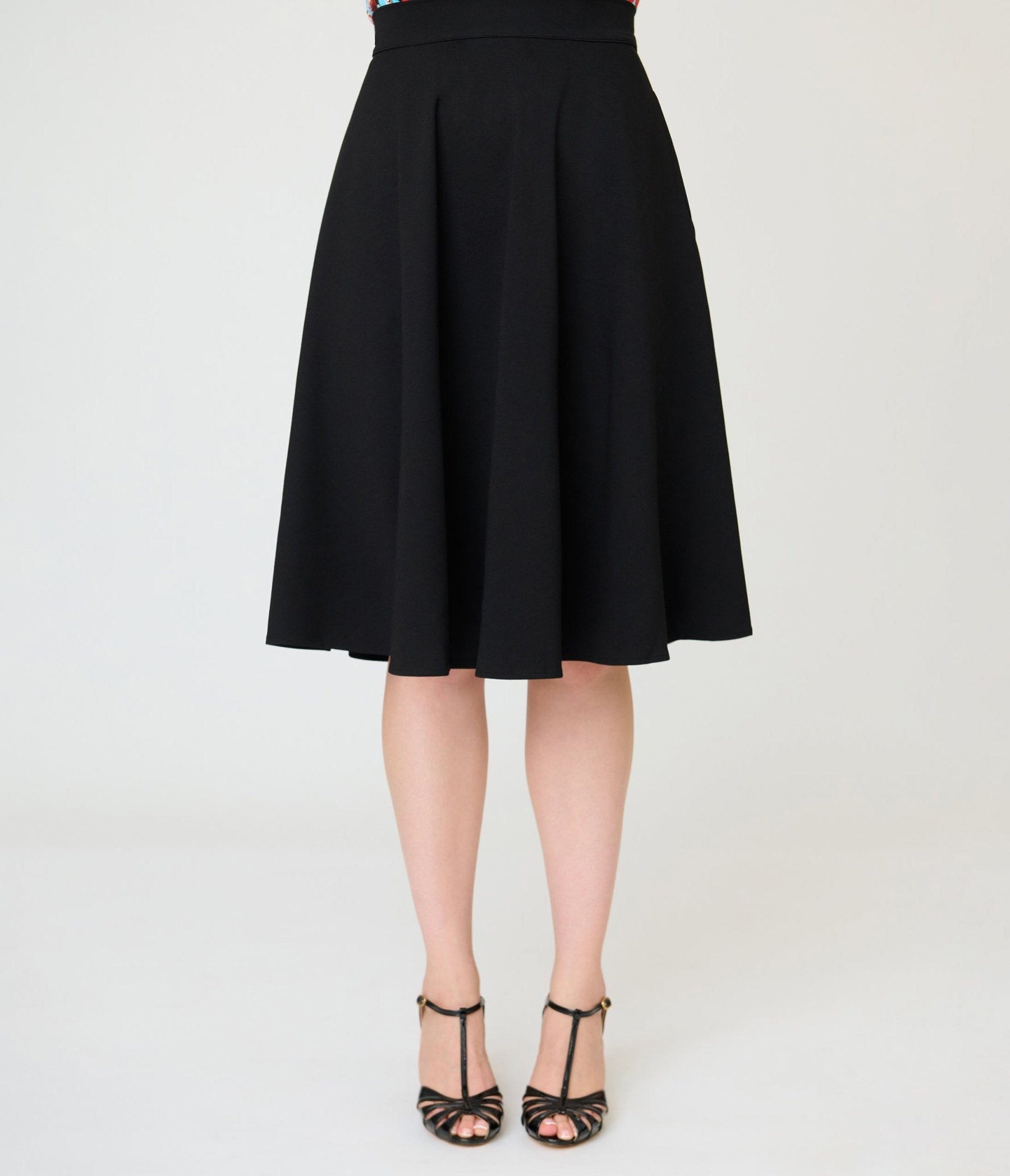 Retrolicious Black Nova Swing Skirt - Unique Vintage - Womens, TOPS, SHIRTS