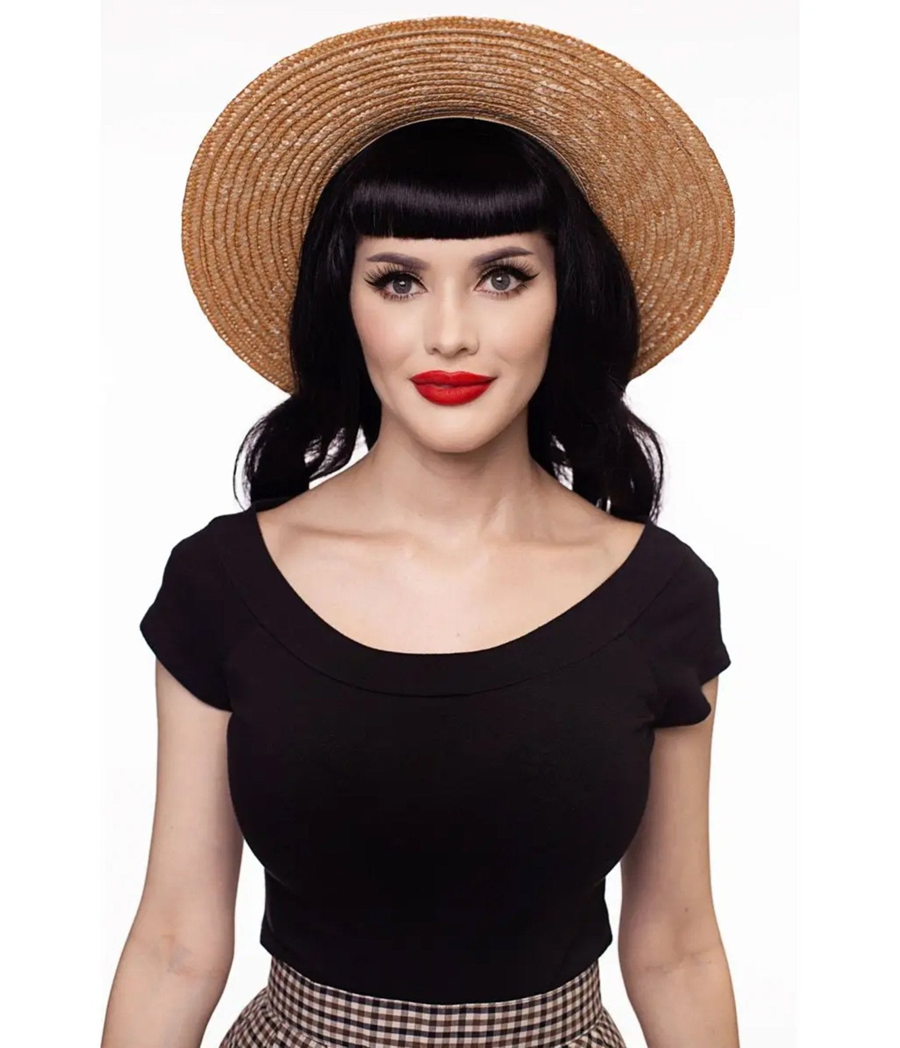Retrolicious Black Retro Boat Neck Knit Top - Unique Vintage - Womens, TOPS, SHIRTS