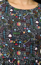 Retrolicious Black Science Print Cotton Midi Dress - Unique Vintage - Womens, DRESSES, MIDI