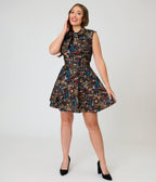 Retrolicious Black Spellbinding Bow Top - Unique Vintage - Tops