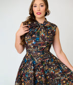 Retrolicious Black Spellbinding Bow Top - Unique Vintage - Tops