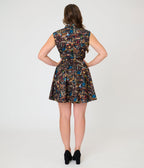 Retrolicious Black Spellbinding Print Skater Skirt - Unique Vintage - Fit & Flare Skirts