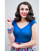 Retrolicious Blue Isabel Top - Unique Vintage - Womens, TOPS, WOVEN TOPS