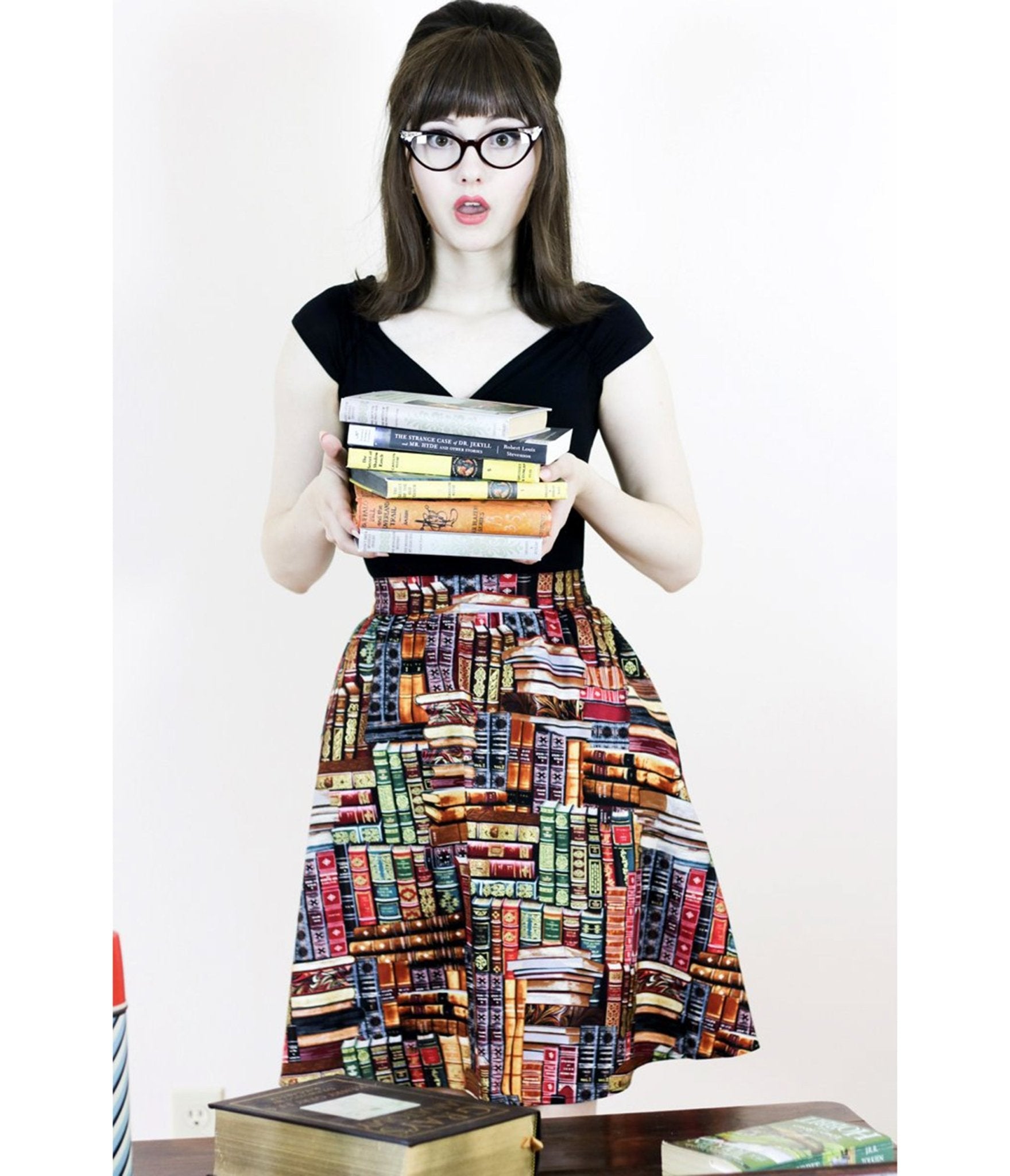 Retrolicious Dont Judge a Book by its Cover Skater Skirt - Unique Vintage - Womens, BOTTOMS, SKIRTS