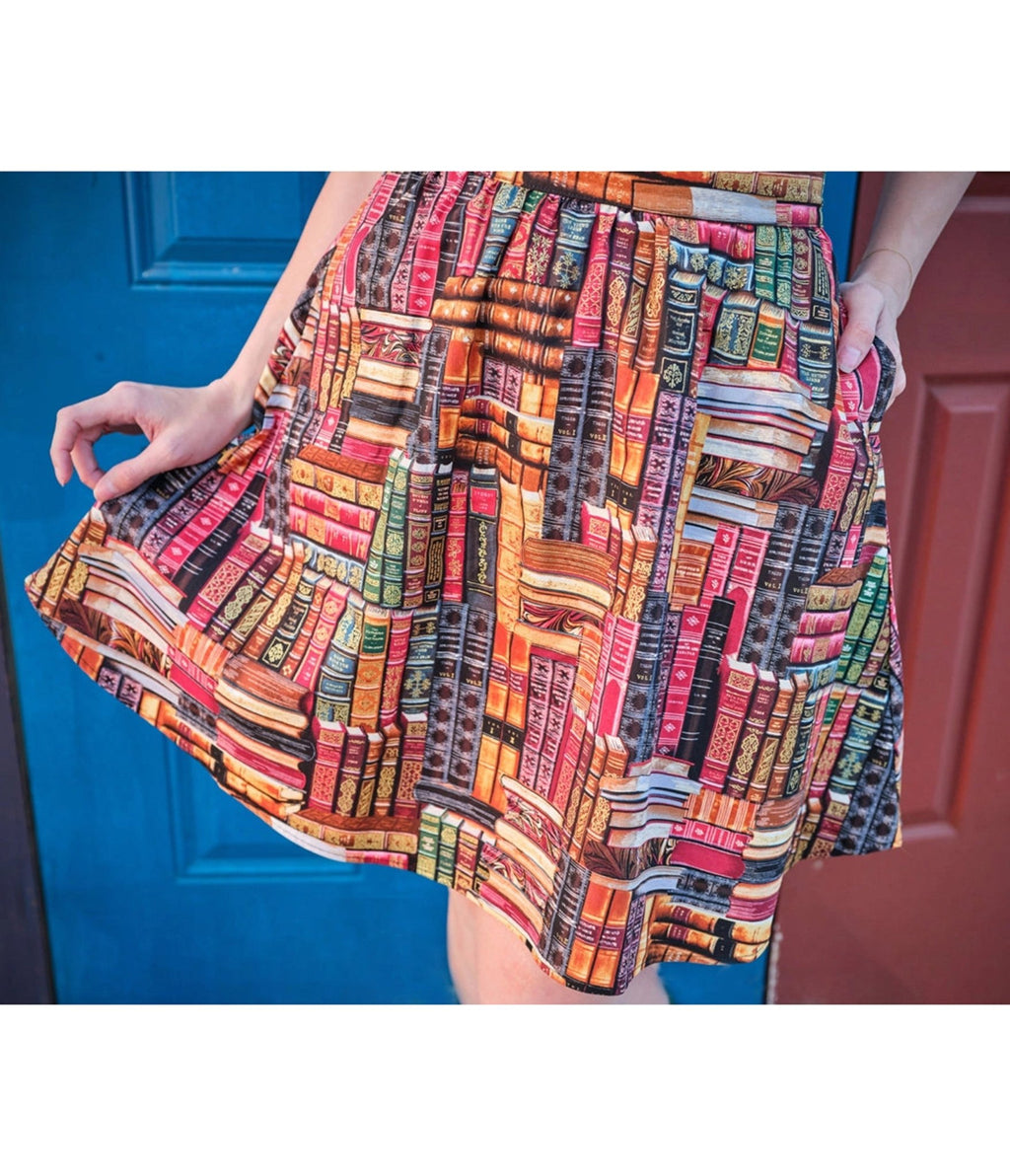 Retrolicious Dont Judge a Book by its Cover Skater Skirt - Unique Vintage - Womens, BOTTOMS, SKIRTS