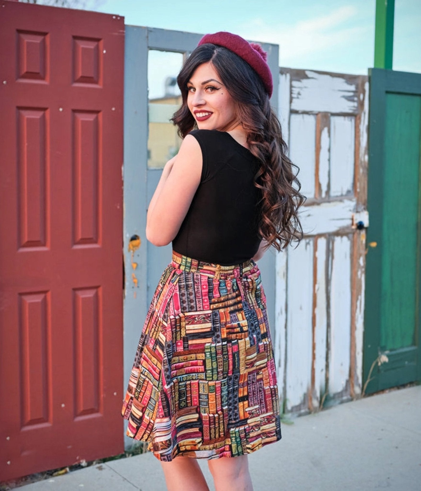 Retrolicious Dont Judge a Book by its Cover Skater Skirt - Unique Vintage - Womens, BOTTOMS, SKIRTS