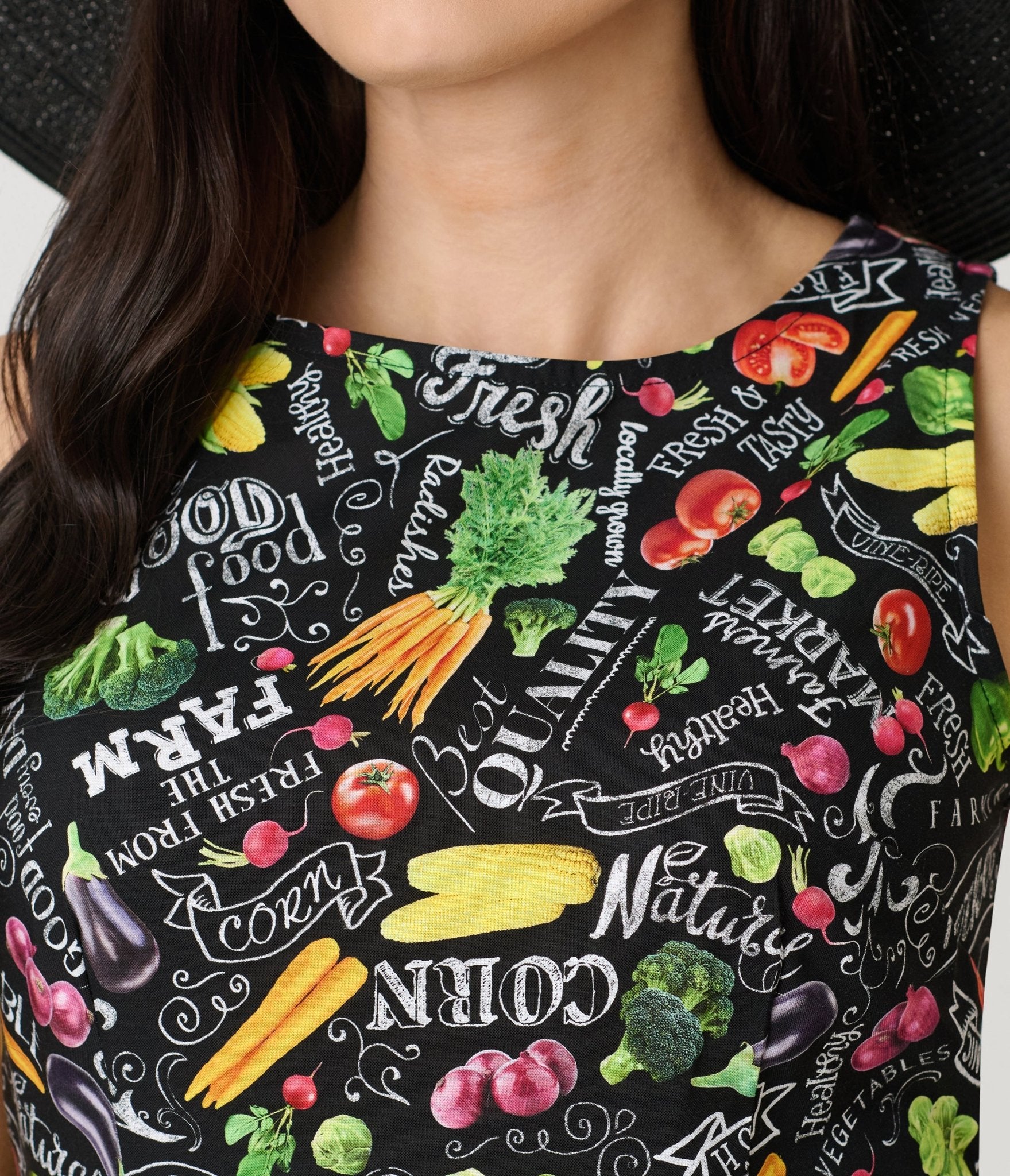 Retrolicious Farm Fresh Print Cotton Skater Dress - Unique Vintage - Womens, DRESSES, FIT AND FLARE