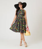 Retrolicious Farm Fresh Print Cotton Skater Dress - Unique Vintage - Womens, DRESSES, FIT AND FLARE
