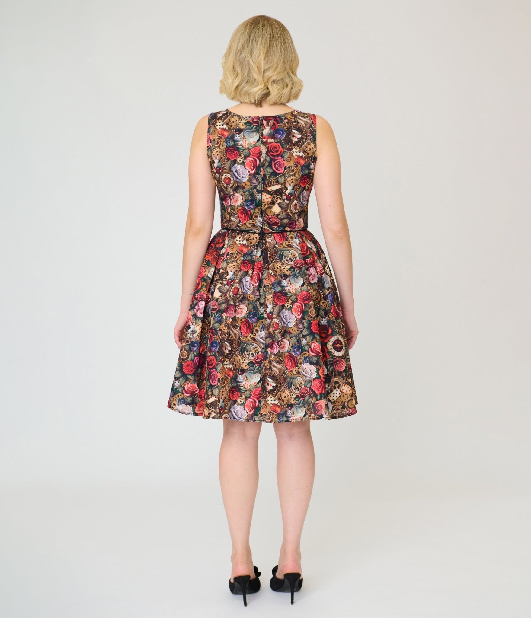Retrolicious Floral Rabbit Print Elizabeth Dress - Unique Vintage - Womens, DRESSES, SWING