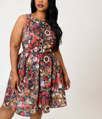 Retrolicious Floral Rabbit Print Elizabeth Dress - Unique Vintage - Womens, DRESSES, SWING