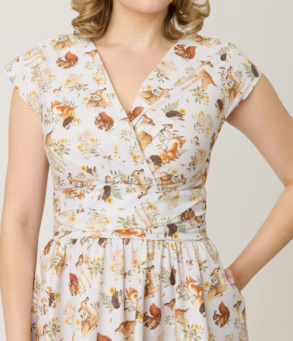 Retrolicious Forest Animal Print Greta Swing Dress - Unique Vintage - Womens, DRESSES, SWING
