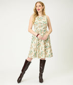 Retrolicious Garden Mouse Print Cotton Flare Dress - Unique Vintage - Womens, DRESSES, SWING