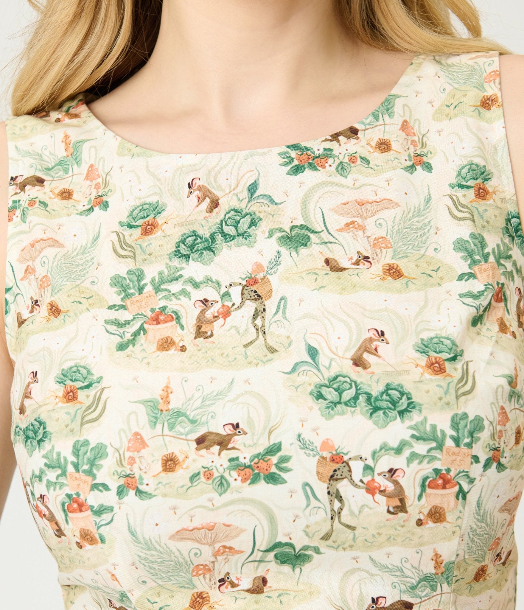 Retrolicious Garden Mouse Print Cotton Flare Dress - Unique Vintage - Womens, DRESSES, SWING