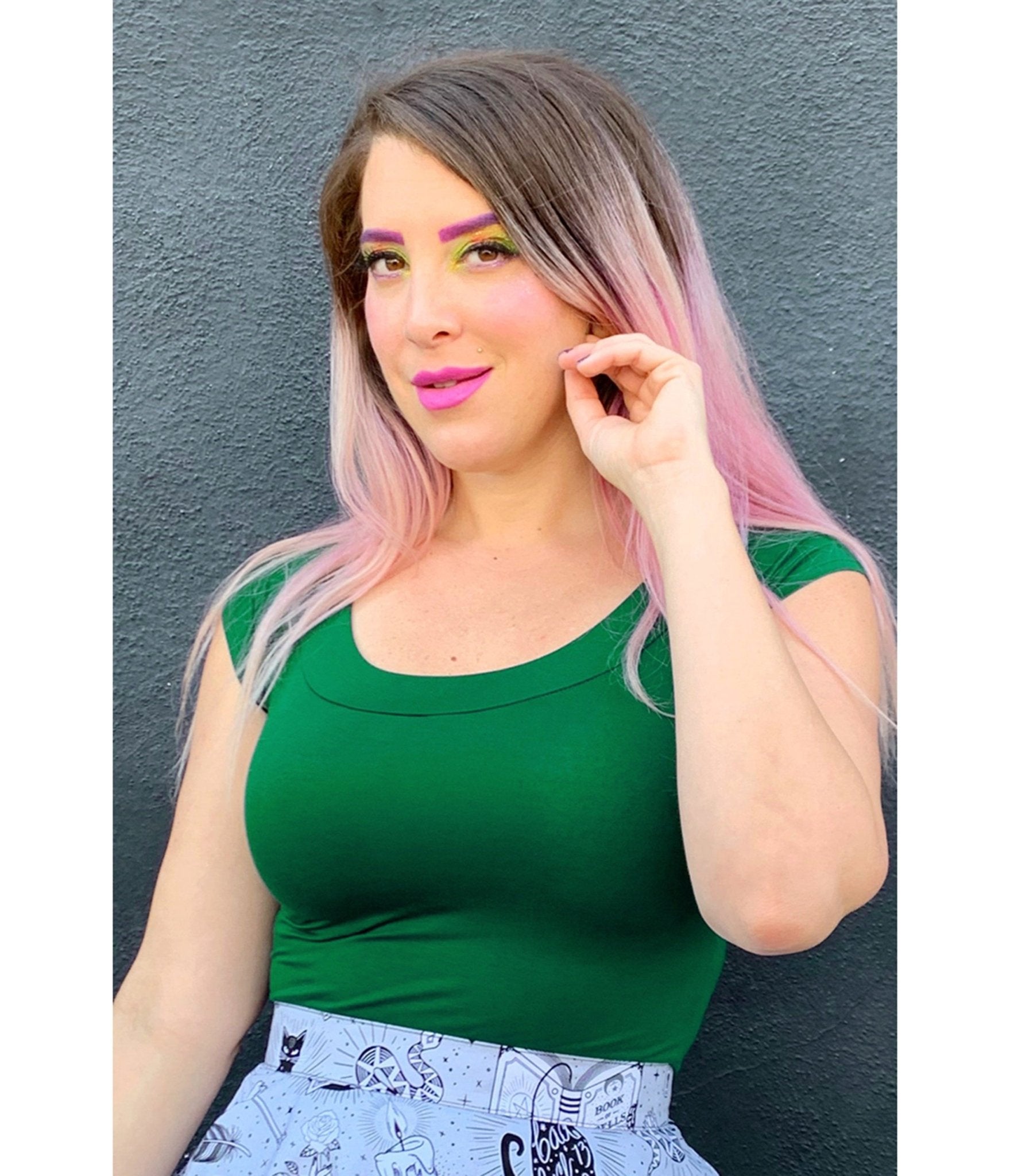 Retrolicious Green Retro Boat Neck Top - Unique Vintage - Womens, TOPS, WOVEN TOPS