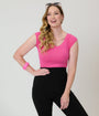 Retrolicious Hot Pink Retro Boat Neck Knit Top